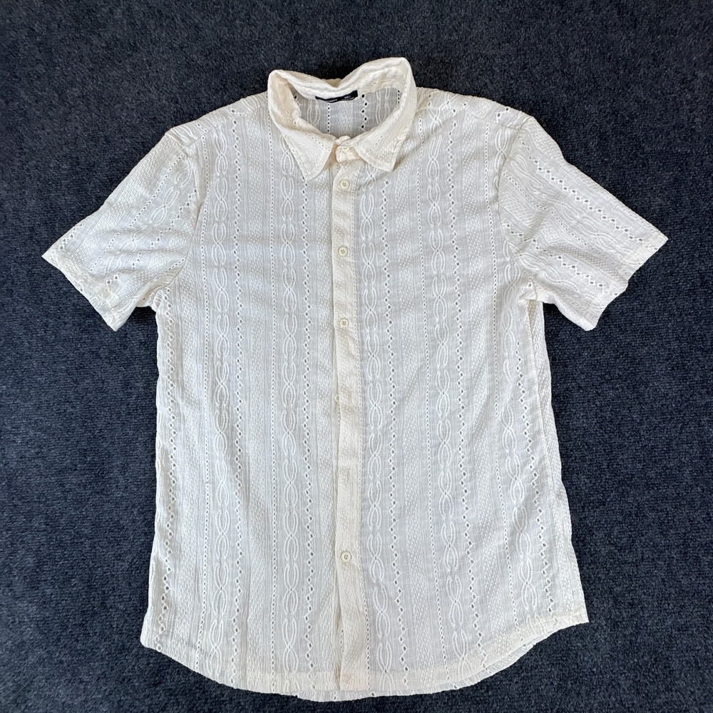 Vintage Y2K Manfinity Wedding Shirt Men's Large White Short Sleeve‎ Button Front